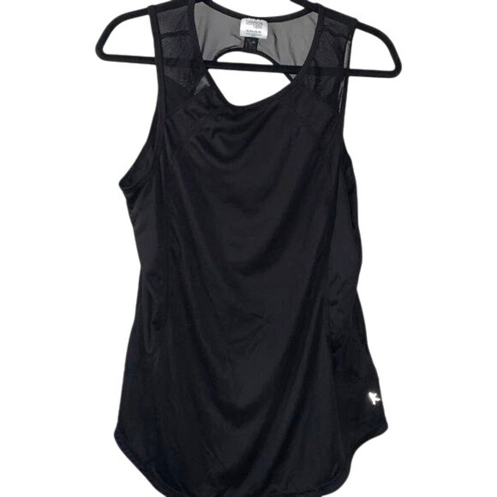 Danskin Now Black Mesh Back Active Tank Top XL 16-18 Polyester/Spandex Womens At